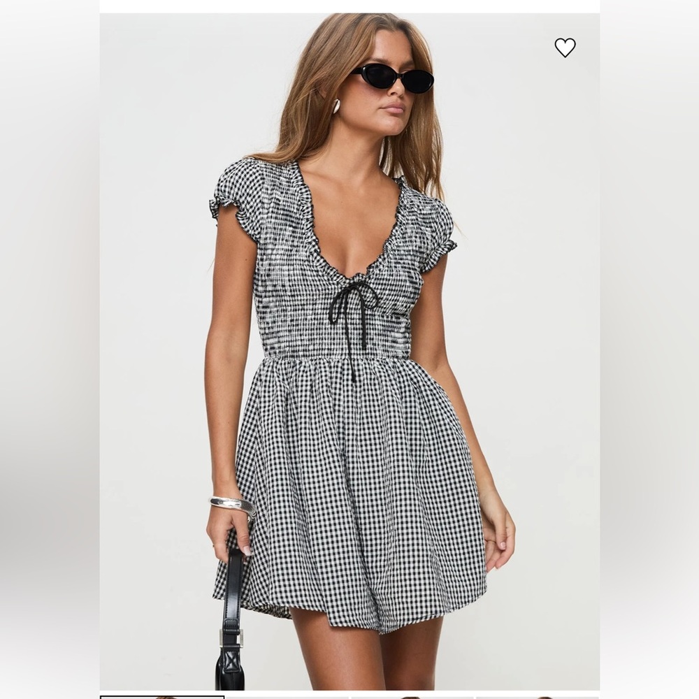 Princess Polly Wescott Black & White Gingham Romper, US size 4